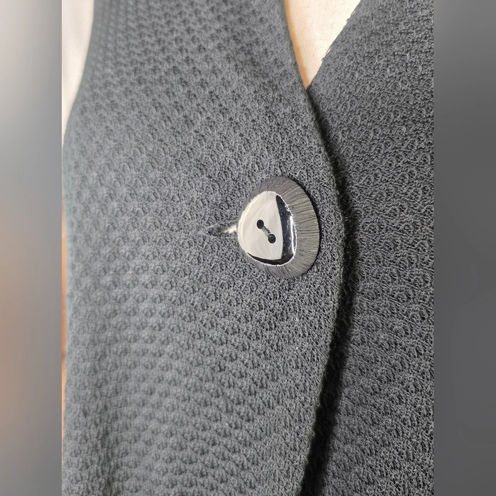Ming Wang XL Black Textured Knit Long Sleeveless Vest Tunic Cardigan